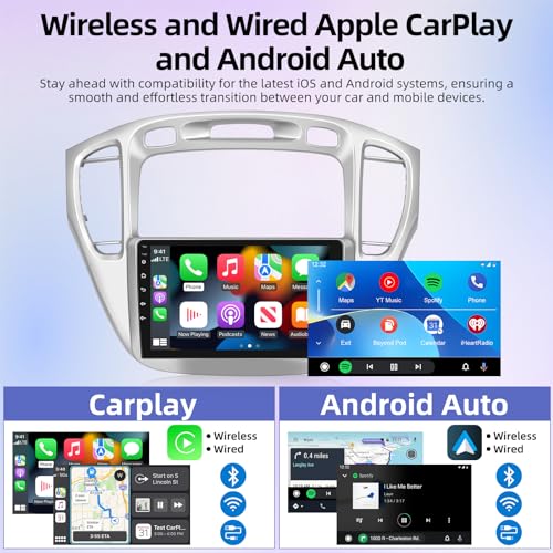 EKAT 8 Core 2GB+64GB Android Car Stereo para Toyota Highlander 2000-2007 - Rádio Touchscreen de 9 po
