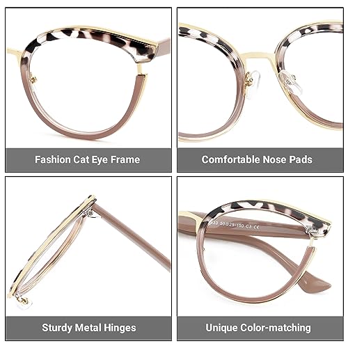 Image of Zeelool Classic Cat Eye Blue Light Blocking Glasses for Women ZJGT414068-02 Pink-tortoise