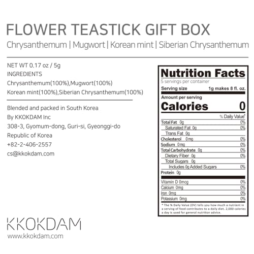 Image of KKOKDAM Tea Gift Set - Siberian Chrysanthemum Blooming Stick Flowers - Fancy Korean Gifts For Tea Lovers - 5 Premium Flower Sticks