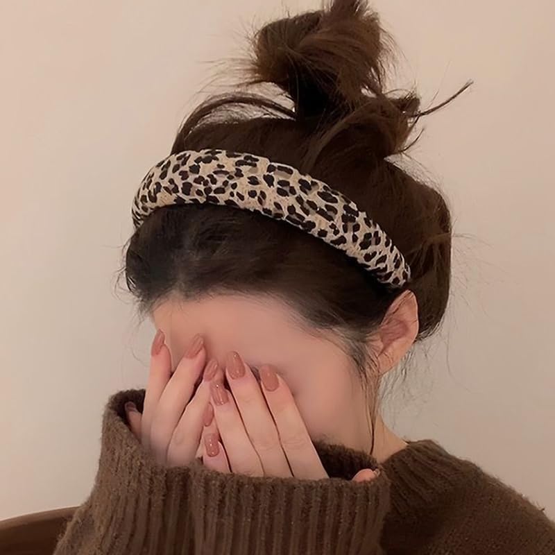 Guqqeuc Leopard Print Padded Headband for Women & Girls, 1 Count (Pack of 1), Elastic, 1.18 Inches Wide, Secures Hair, Facial - Image 4