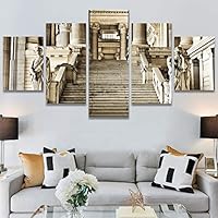 SIGNWIN 5 Panel Canvas Wall Art Modern Art Architecture & Maps Building Contemporary Expressive Multicolor Photography for Home Decorations Ready to Hang - 60