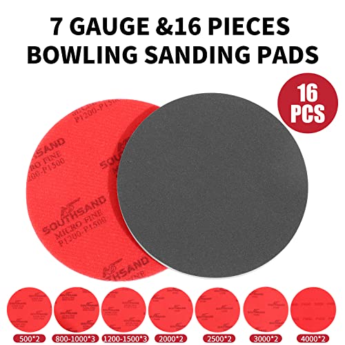 Gsshbr 16 Pack Bowling Sanding Pads Bowling Accessories Bowling Ball Sanding Sand Pads Resurfacing Polishing Cleaning Kit, Grit 500, 800, 1000, 1200, 1500, 2000, 2500, 3000，4000 #TOP1
