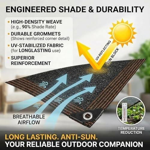 Ombrage rectangulaire 15x25ft grand format en filet de protection solaire
