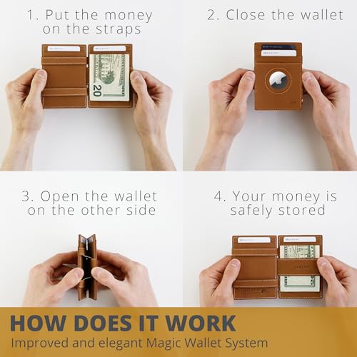 GARZINI Magic AirTag Wallet, Mens Wallet with Airtag Holder, Minimalist Wallet with RFID card holder, Leather Wallet for 10 cards, Carbon Black2