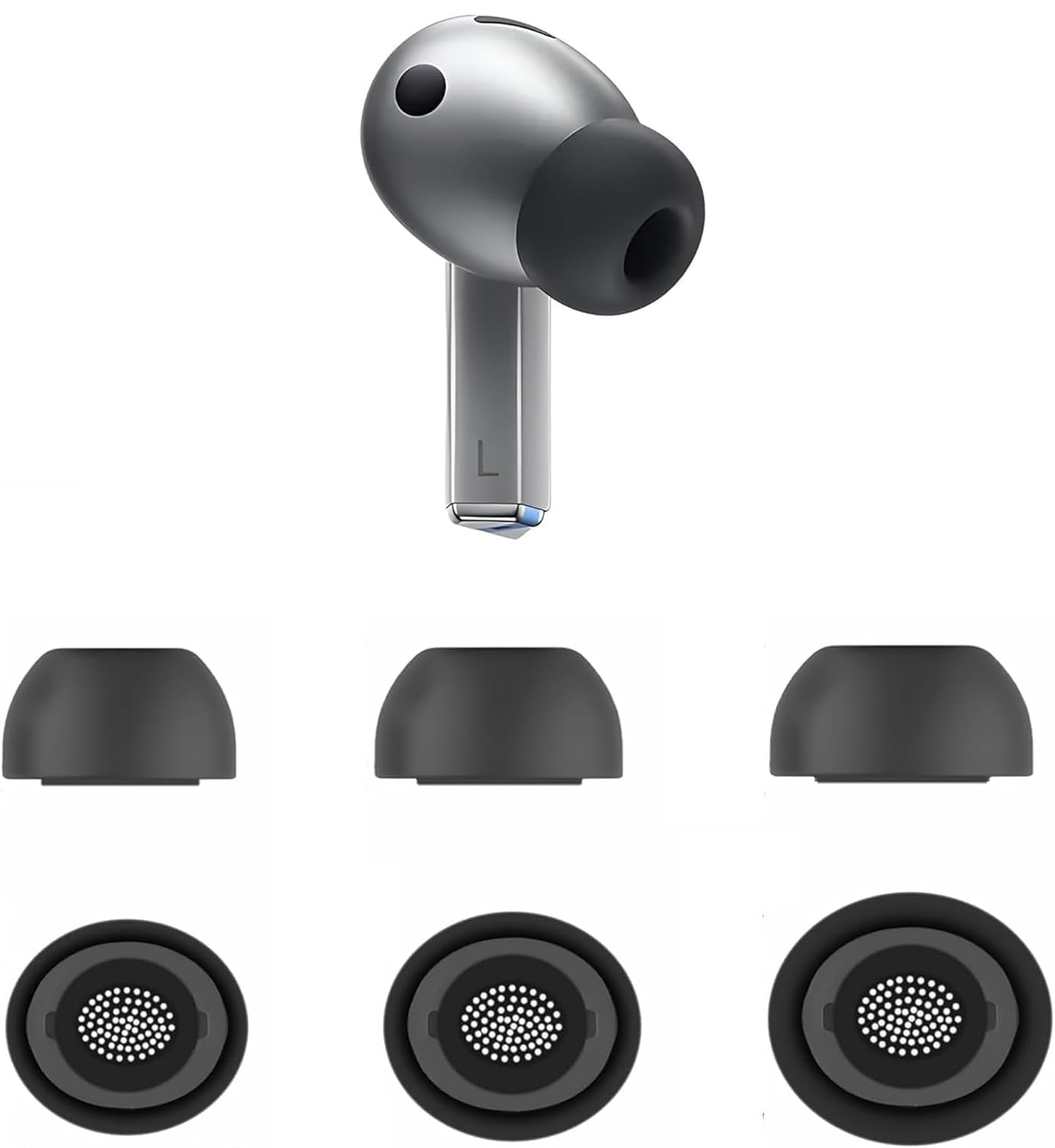 Scalebee Replacement Ear Tips for Samsung Galaxy Buds 3 Pro (3 Pairs) Soft Silicone Rubber Gel Eartips (S/M/L) Fit in Case, Noise Isolating & Water Washable Compatible Galaxy Buds 3 Pro/4 Pro (Black)-image-10
