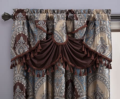 Sterling Creek VENETIAN-CURTAIN 4-Piece Luxury Medallion Floral Jacquard Window Curtain Set With Attached Valance Sheer Backing thumb #2