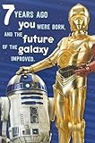 Heartline Best In The Galaxy Happy Birthday Greeting Card for 7th Birthday (Age 7 - Seven) - Icinoc Droids - 7 Years Ago You Were Born, and The Future of the Galaxy Improved!