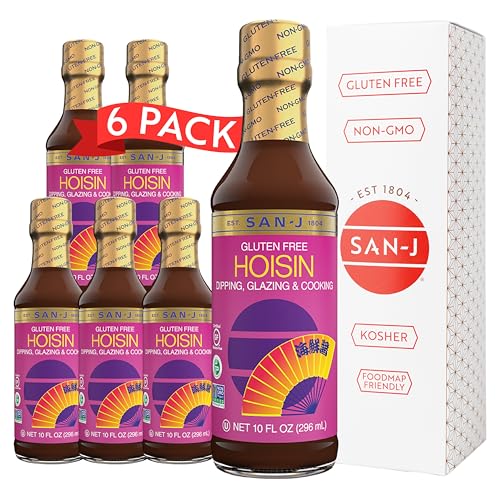 San-J Hoisin Sauce Gluten Free - Gluten Free Hoisin Sauce, Hoisin Sauce Chinese, Dipping Glazing & Cooking, Non-GMO, Kosher - 10 Fl Oz (6 Pack)
