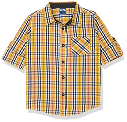 Image of Amazon Brand - Jam & Honey Boys 100% Cotton Printed Regular Fit Long Sleeve Shirt