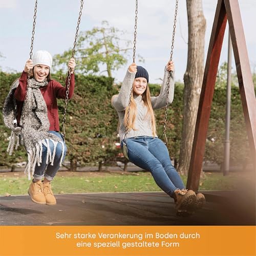 Anclajes de suelo para columpios infantiles en el jardín familiar de césped y tierra 7