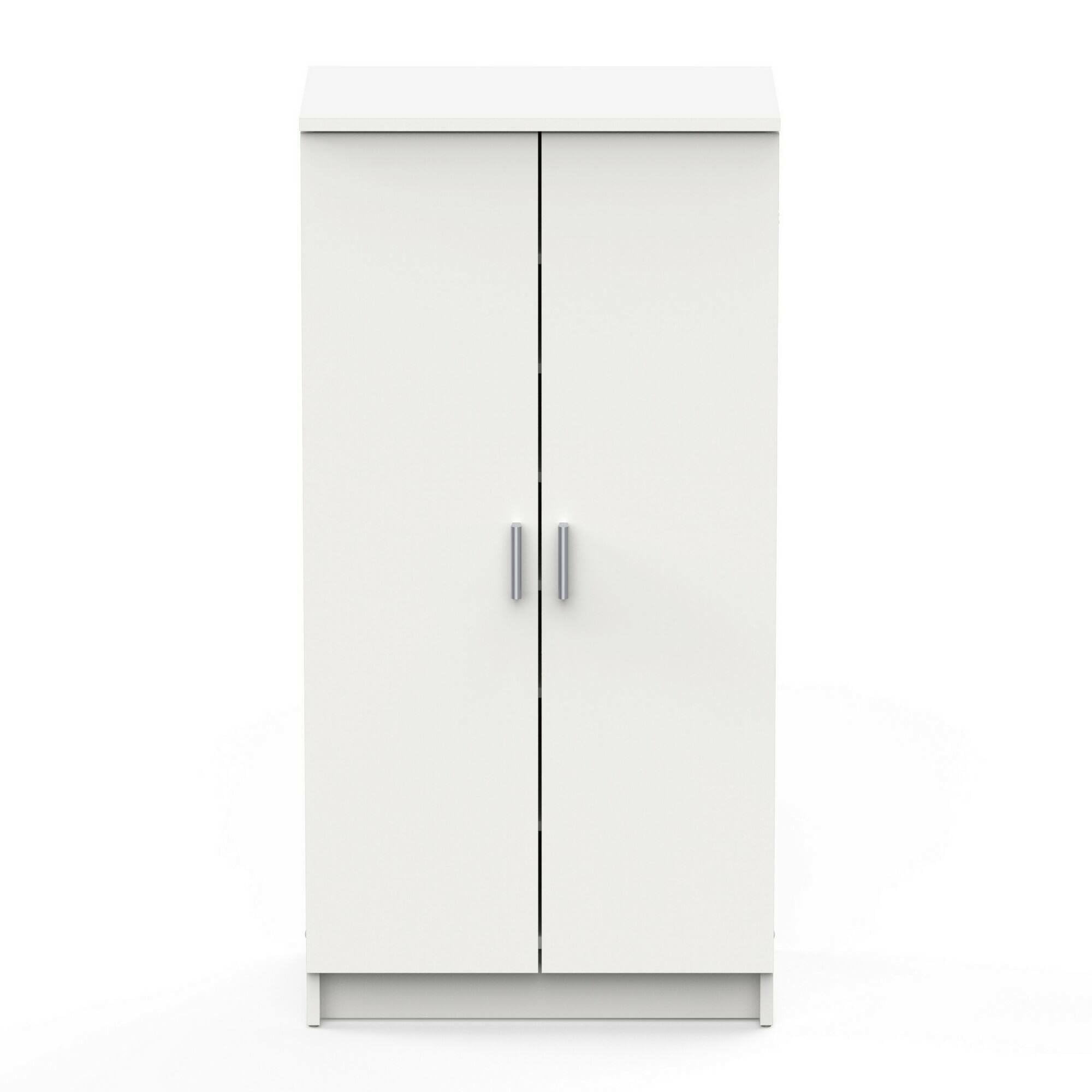 Dmora - Armadio Multiuso 2 Ante Tarn, Mobile Multifunzionale, Mobiletto scarpiera, Guardaroba Porta Scarpe, 55x35 h108 cm, Bianco Opaco