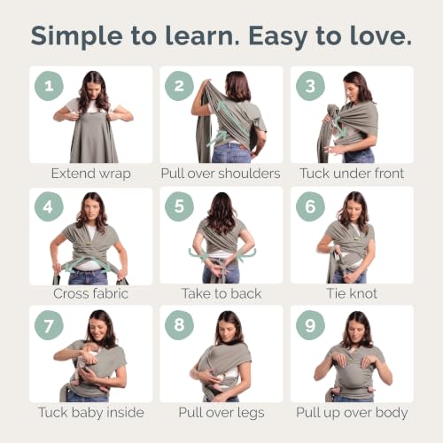 Image of Boba Baby Wrap Carrier - Original Baby Sling Carrier for Newborns (7-35 lbs), Soft, Secure, Hands-Free & Ergonomic, Ideal for Comfortable Bonding, New Parents (Grey)