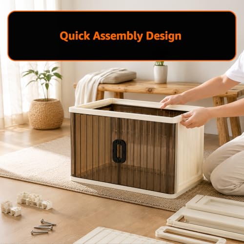 Image of Amazon Basics Plastic Storage Cabinet with Dual Front Doors, Multi-Purpose Organizer for Home, Kitchen & Kids Room, Durable & Lightweight (Medium Size, 2 pic)