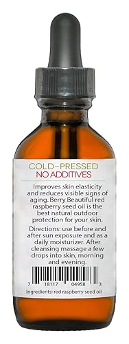 Miniatura 12 de Berry Beautiful Aceite de semilla de frambuesa roja, prensado en frío de frambuesas cultivadas localmente, 100% puro y sin refinar, 16 onzas líquidas