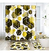 Amazon.com: Arttown Yellow Bathroom Set with Shower Curtain and Rugs ...