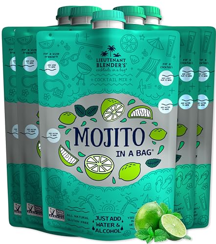 Lt. Blender's Mojito in a Bag - Each Bag Makes 1/2 Gallon of Frozen Mojito Mix – Non-GMO Cocktail Mix for Slushies – Make a Cocktail, Wine Slushie or Mocktail - (Pack of 5)