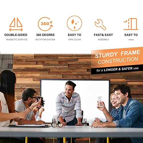 Tankee Dry Erase Whiteboard Easel On Wheels - 48'' X 32'' Large Double Sided Mobile Whiteboard, Reversible Magnetic Rolling White Board For Home Office Classroom, Flip Chart Holders And Paper Pad #TOP4