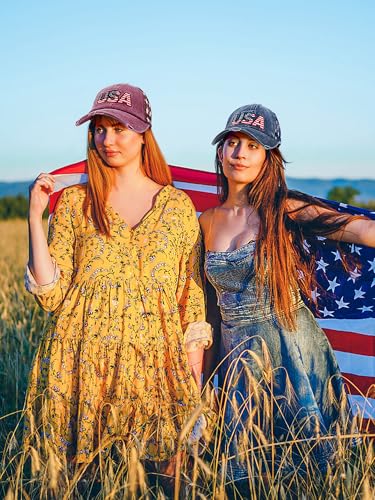 Image of 4 Pcs American Flag Hat USA Patriotic Baseball Caps Star Mesh Trucker Dad Hats Mesh Ball Wome Cap 4th of July Hat for Man