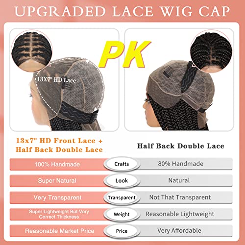 Lexqui 36 Inch 13X7 Hd Lace Front Braided Wig Knotless Box Braided Wigs For Women Free Parting Cornrow Box Braids Wig With Baby Hair Long Black Synthetic Transparent Full Lace Frontal Braiding Wig #TOP1