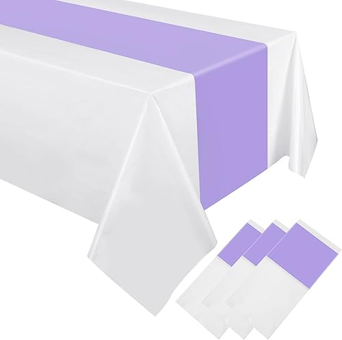 Oudain 3 manteles desechables de plástico de 54 x 108 pulgadas, para mesas rectangulares, impermeables, para baby shower, boda, cumpleaños,