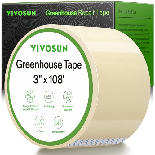 Image of VIVOSUN Greenhouse Repair Tape, 6.3 mil 3 inch x 108' Weatherproof Clear Poly Patch Tape, Heavy Duty Greenhouse Sheeting Coverings Film Tape for Plastic Sheeting and Tents