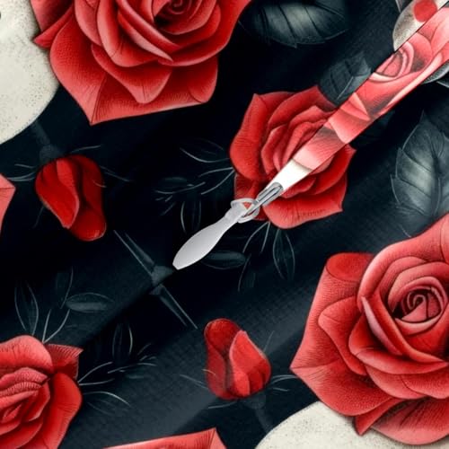 Housse de coussin velours 50x50 double face tête de mort rouge