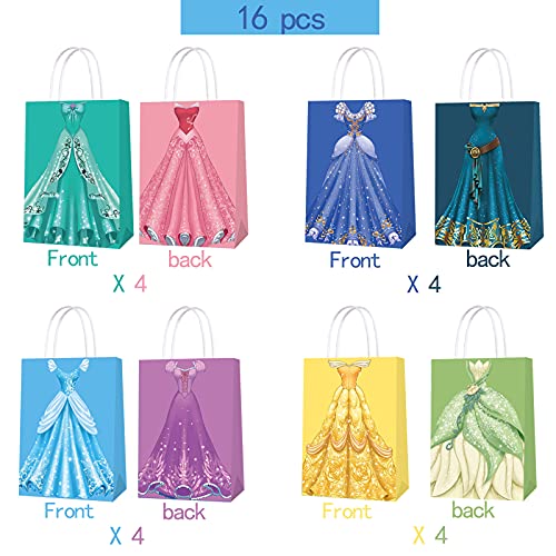 16 Packs Princess Party Gift Bags, Princess Party Supplies For Kids Princess Themed Birthday Party Treats Bags #TOP4