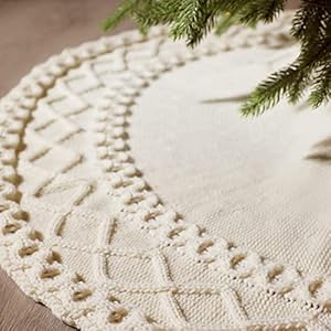 Nibesser white knit tree skirt 48 ivory knitted christmas tree skirt mat for home party holiday ornaments christmas decorations  urban country home decor