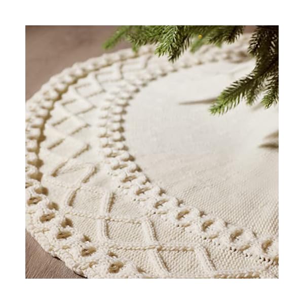 Nibesser white knit tree skirt 48 ivory knitted christmas tree skirt mat for home party holiday ornaments christmas decorations  urban country home decor