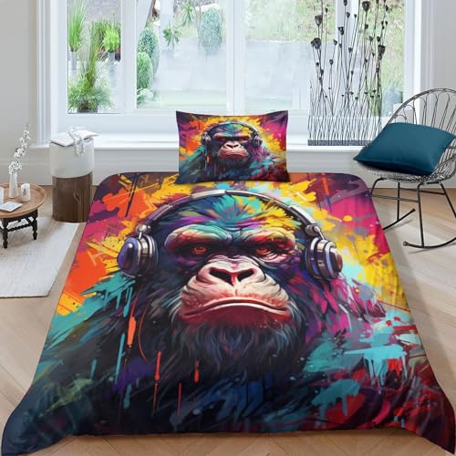 Parure de lit 3 pièces Gorilla 135x200 cm en microfibre pour lit simple