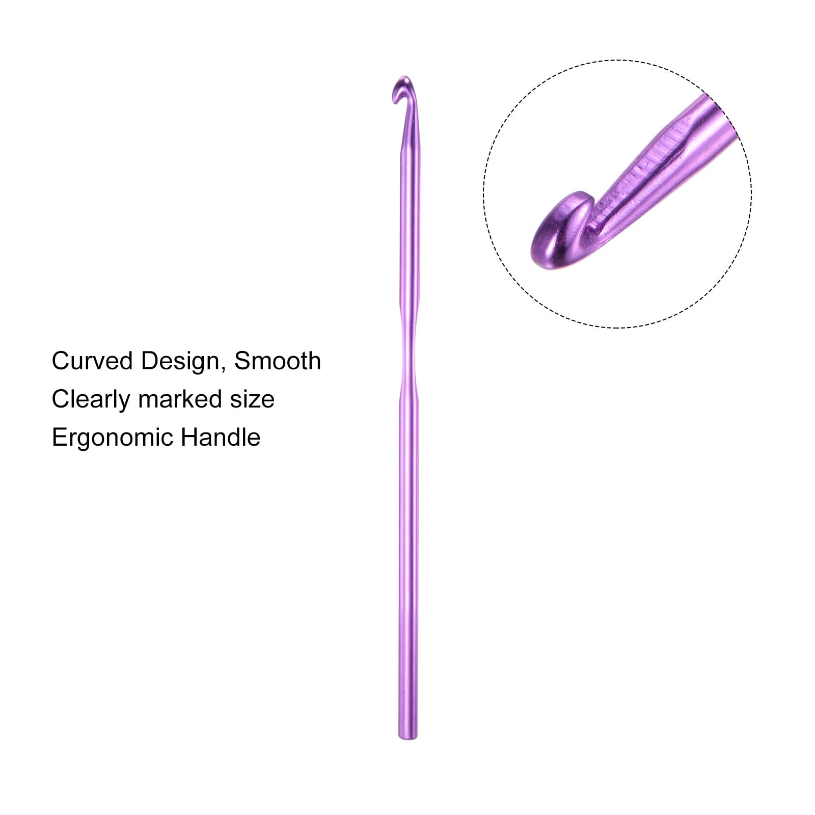 QUARKZMAN Uncinetto in Alluminio 4,5mm Taglia USA 7 Aghi Ferri Maglia Ferri da Uncinetto per Filati Fai Da Te Filato Artigianale, Viola, 20pz