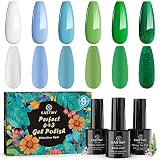 Vernis à Ongles en Gel, Kastiny 9 Pièces Ensemble de Vernis à Bleu-Vert Clair, 1 Couche de Base et 2 Couches de Finition, Vernis à Ongles en Gel à Longue Durée de Vie