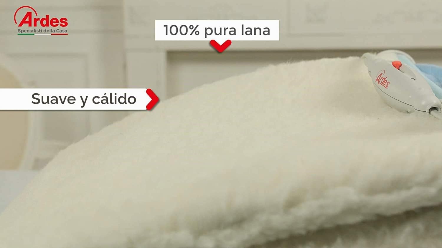 ARDES - AR4AM22 Calentador de cama eléctrico doble MORPHEO Manta Térmica 2x60W, Calentador de cama Ardes eléctrico doble 2 Zonas de Calefacción, Manta eléctrica 100% lana Lavable a Mano