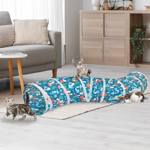 Image of Glittme Cat Tunnel, Cat Tunnels for Indoor Cats, S-Shape Peekaboo Cat Cave with Cat Toys, Foldable Cat Tubes and Tunnels for Cats, Rabbit, Puppy, Guinea Pig