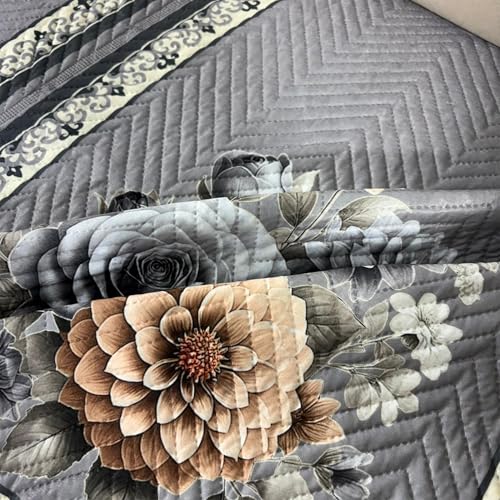 Image of Homerz 'Brooklyn Series' Premium Sofa Cover | Quilted Floral Design | Non-Slip Washable Sofa Protector | Soft Anti Slip Fabric (Grey, 2 Seater, Only Seat Cover)
