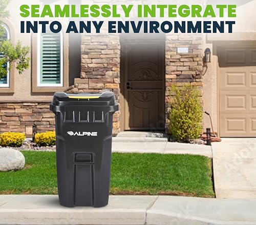 Alpine Industries ALP500-64-BLK-AM Alpine 64 Gallon Trash Can With Wheels - Large Heavy Duty Outdoor Trash Can thumb #7