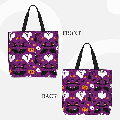 Purple Halloween Horror Print Tote Bag Large Women Casual Shoulder Bag Handbag For Outdoors Holiday Weekender Travel Gifts3