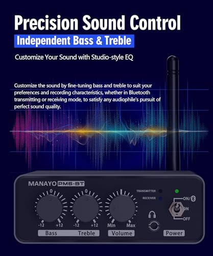 image for MANAYO PM6BT Bluetooth Phono Preamp with Receiver & Transmitter for Bl
