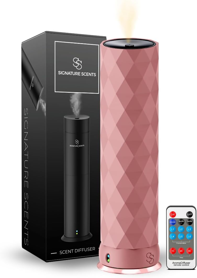 - Waterless Essential Oil Hotel Scent Diffuser - Cold Air Diffuser - Covers 1000 sq. ft. - Waterless Diffuser for Home, Office & Hotel (Black + Light Pink Sleeve) (Black + Light Pink Sleeve)