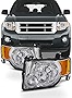 AKKON - For 2008-2012 Ford Escape 4-Door SUV Headlights Assembly Chrome Housing Clear Lens Full Set