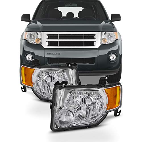 AKKON - For 2008-2012 Ford Escape 4-Door SUV Headlights Assembly Chrome Housing Clear Lens Full Set