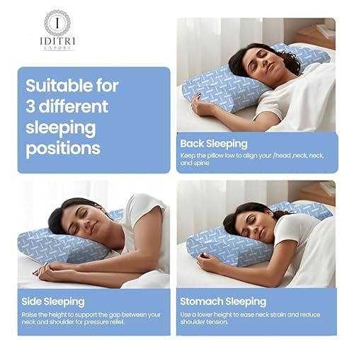 Image of Cervical Support Pillow Set of 2, Sky Geometric Memory Foam, 48x30x9 cm Contour Shape for Snoring, Breathable Skin Friendly Cover, Orthopedic Bedding Headrest for Sleep