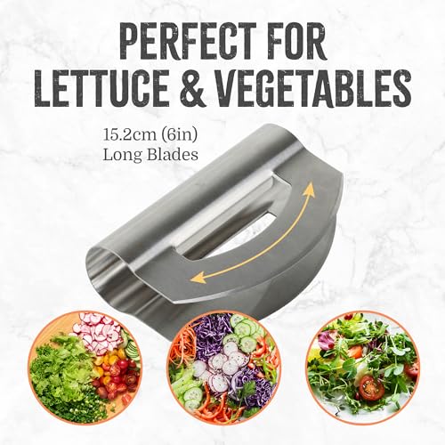 Mindful Design Stainless Steel Mezzaluna Salad & Vegetable Chopper with Protective Cover - Image 6