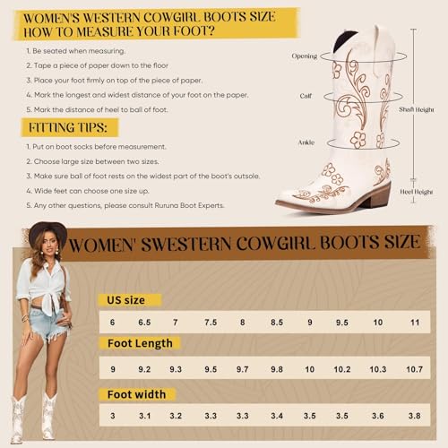 Image of Cowboy Boots for Women, Pointed Toe Chunky Heel | All-day walking comfort design, versatile for daily outfits, country music festivals and western style occasions