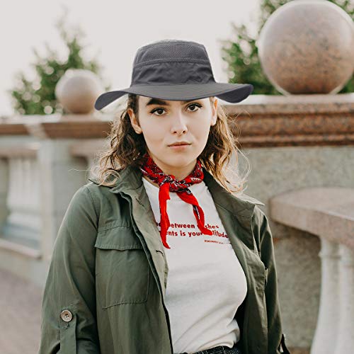 Jane Shine Outdoor Sun Hat Quick-Dry Breathable Mesh Hat Camping Cap Dark Gray