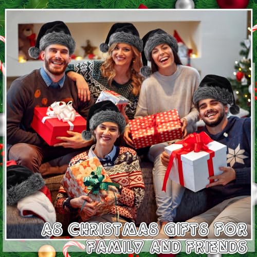 Image of Vicenpal 20 Pcs Santa Hats Bulk for Adults, Grey Black, Classic