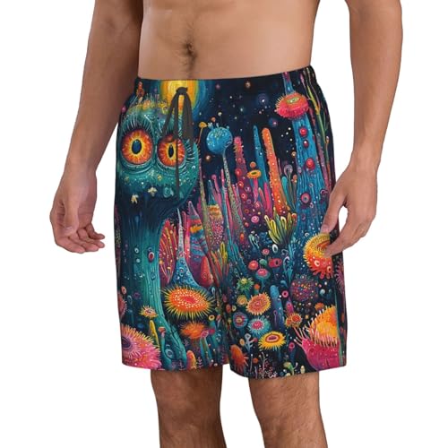 Mens Swim Trunks Board Shorts Quick Dry Shorts with Pockets - Psychedelic Trippy Art2