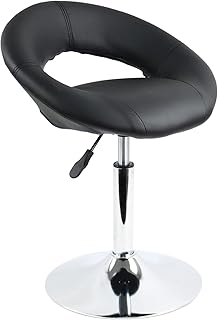 FURWOO PU Leather Low Bar Chair Height Adjustable Swivel Hollow Backrest Semi-enclosed Backrest for Barber Shop Counter Home Kitchen Front Desk Cashier Beauty Nail Salon Stool(Black)