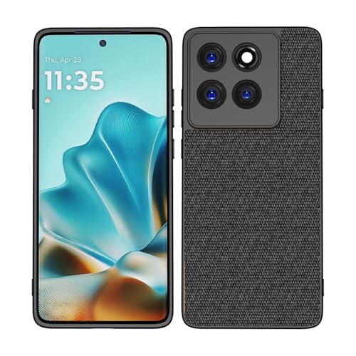 Image of Kapa Soft Full Fabric Protective Back Case Cover for Moto Edge 60 / Edge 60 Fusion | Shockproof Slim Hard Anti Slip Back Case (Black)