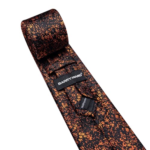 Image of Barry.Wang Floral Ties for Men Flower Necktie with Tie Clip Formal